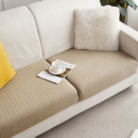 Knitted Elastic Sofa Cover Cushion All-season Universal (Option: Light camel color-S)