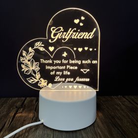 Creative 3D Night Heart Shaped Blessing Language USB Small Table Lamp (Option: Color29-Monochrome USB)