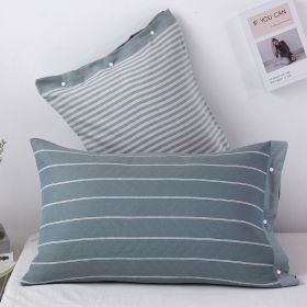 Three-layer Gauze Cotton Pillowcase European Style (Option: Horizontal Green-52x75cm)